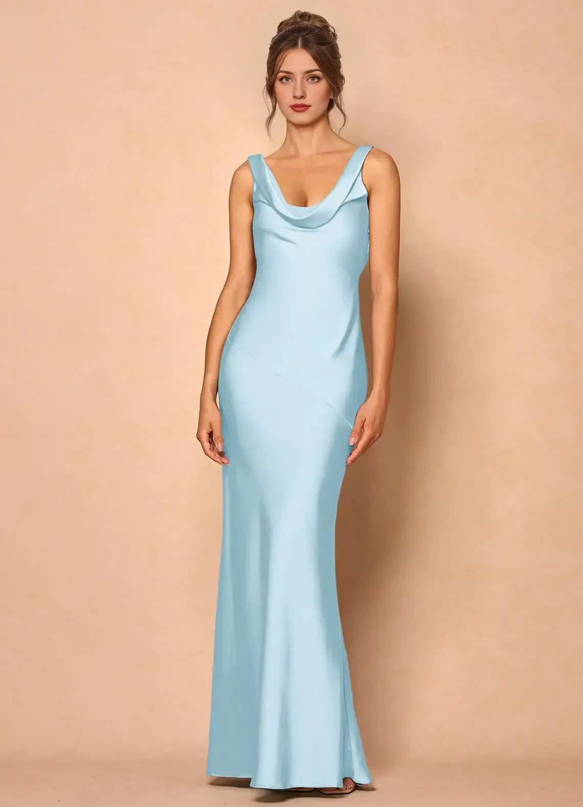 Refined Beautiful Timeless Special Occasion Elegant Satin Mermaid Cowl Sleeveless Prom Dress