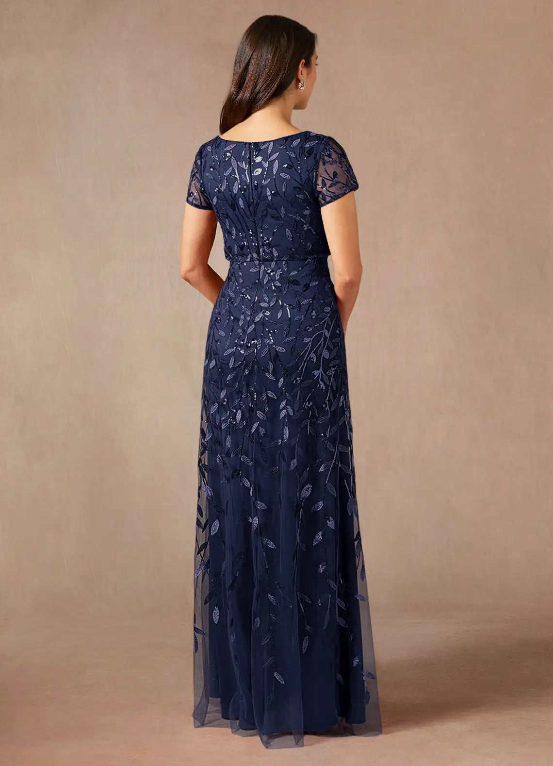 Graceful Elegant Sequins A-Line Short Sleeve Short Mother of the Bride Dress