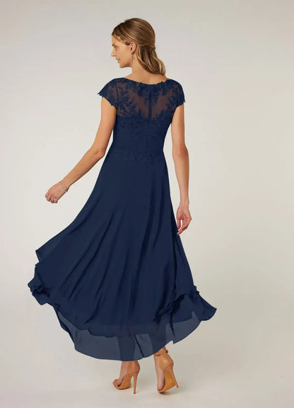 Sophisticated Graceful Stylish Elegant Chiffon A-Line Pleated Mother of the Bride Dress