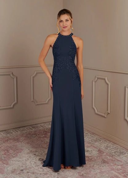 Graceful Stylish Elegant Lace Mermaid Halter Sleeveless Mother of the Bride Dress