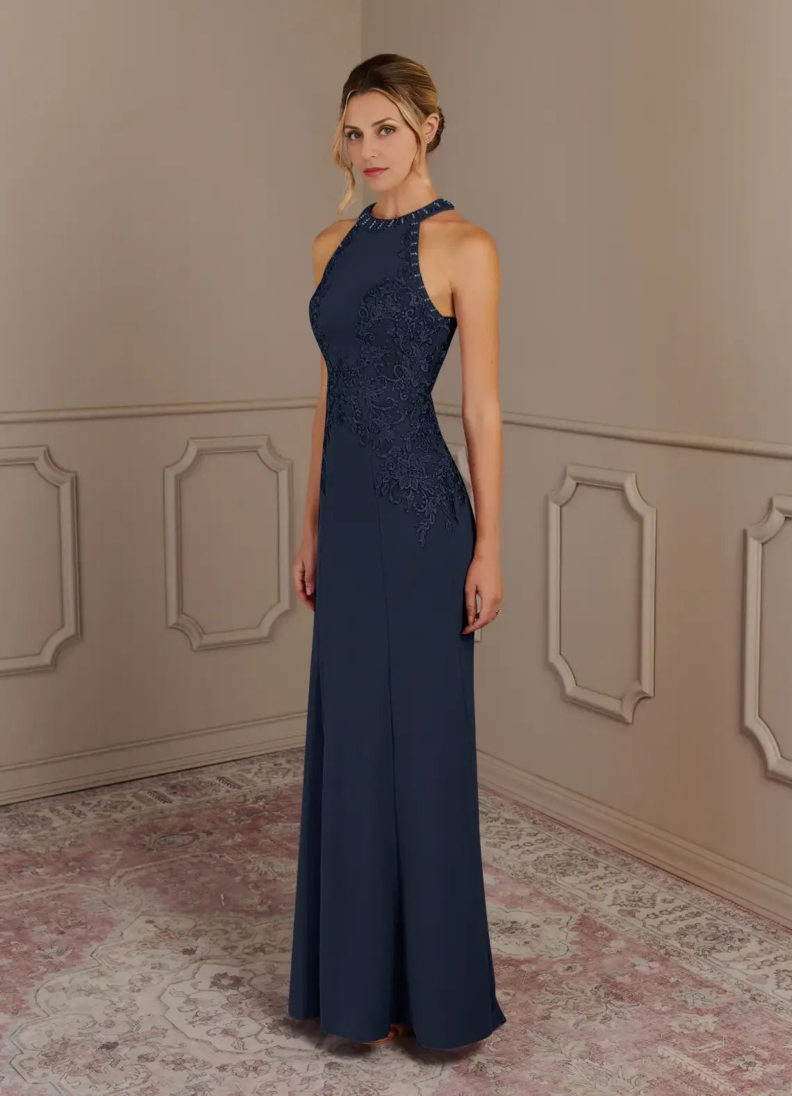 Graceful Stylish Elegant Lace Mermaid Halter Sleeveless Mother of the Bride Dress