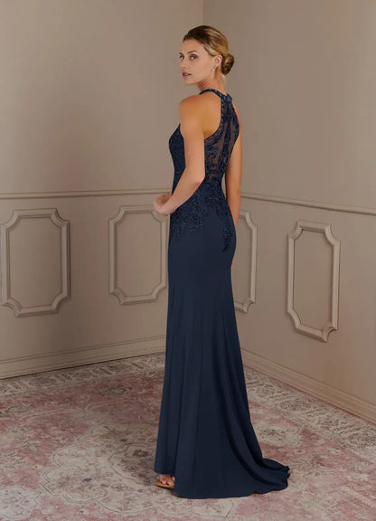 Graceful Stylish Elegant Lace Mermaid Halter Sleeveless Mother of the Bride Dress