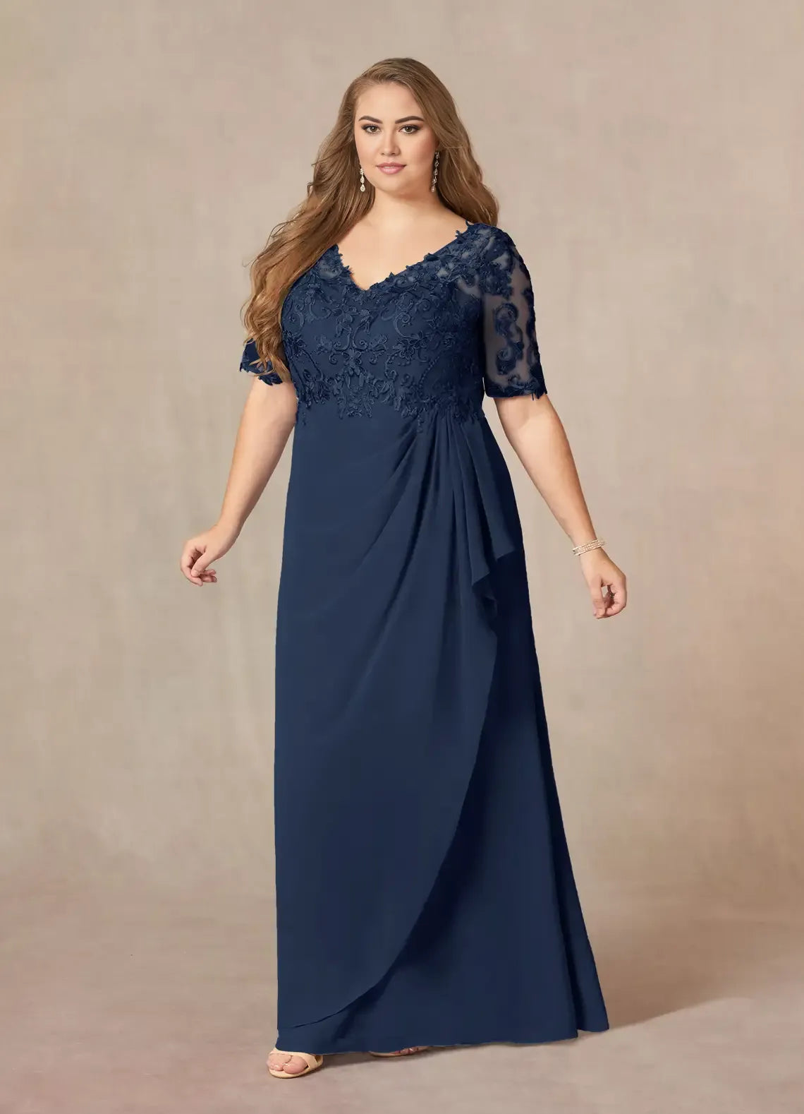 Elegant Red Chiffon A-Line V-Neck Short Sleeve Short Mother of the Bride Dress