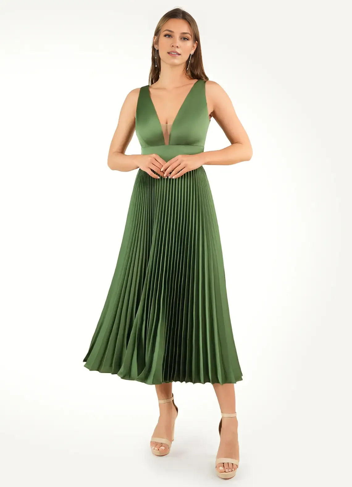 Timeless Special Occasion Sophisticated Graceful Stylish Elegant A-Line Sleeveless Tea-Length Prom Dress