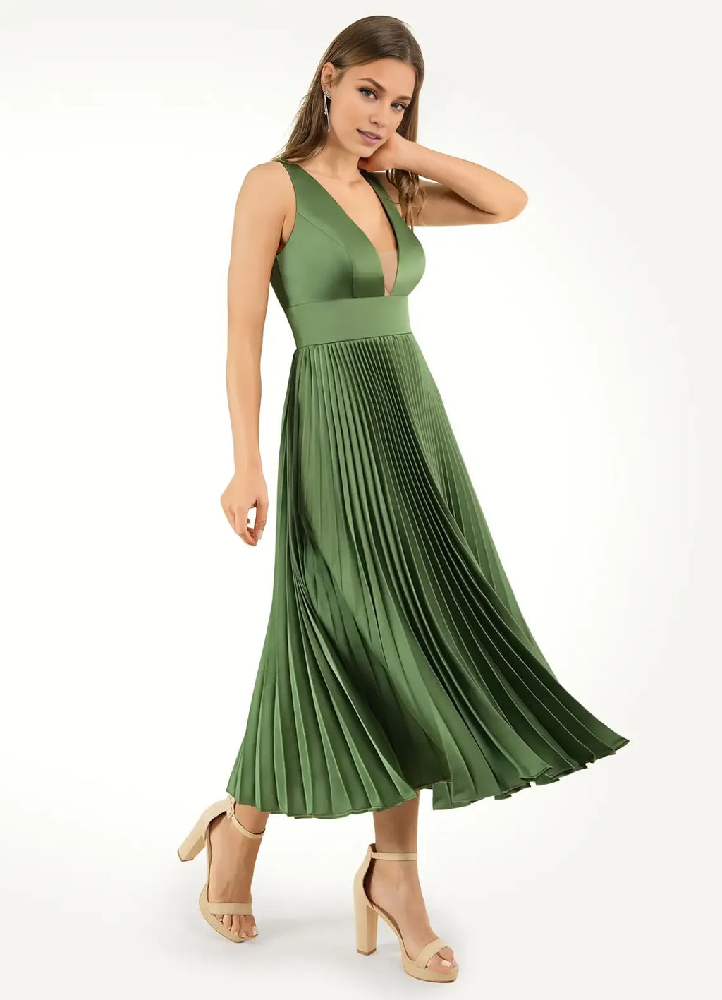 Timeless Special Occasion Sophisticated Graceful Stylish Elegant A-Line Sleeveless Tea-Length Prom Dress