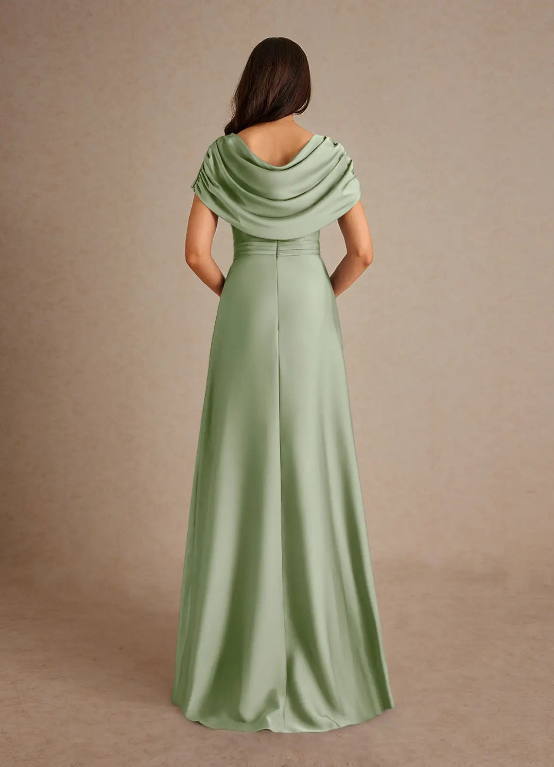 Timeless Chic Elegant Satin A-Line Cowl Pleated Mother of the Bride Dress