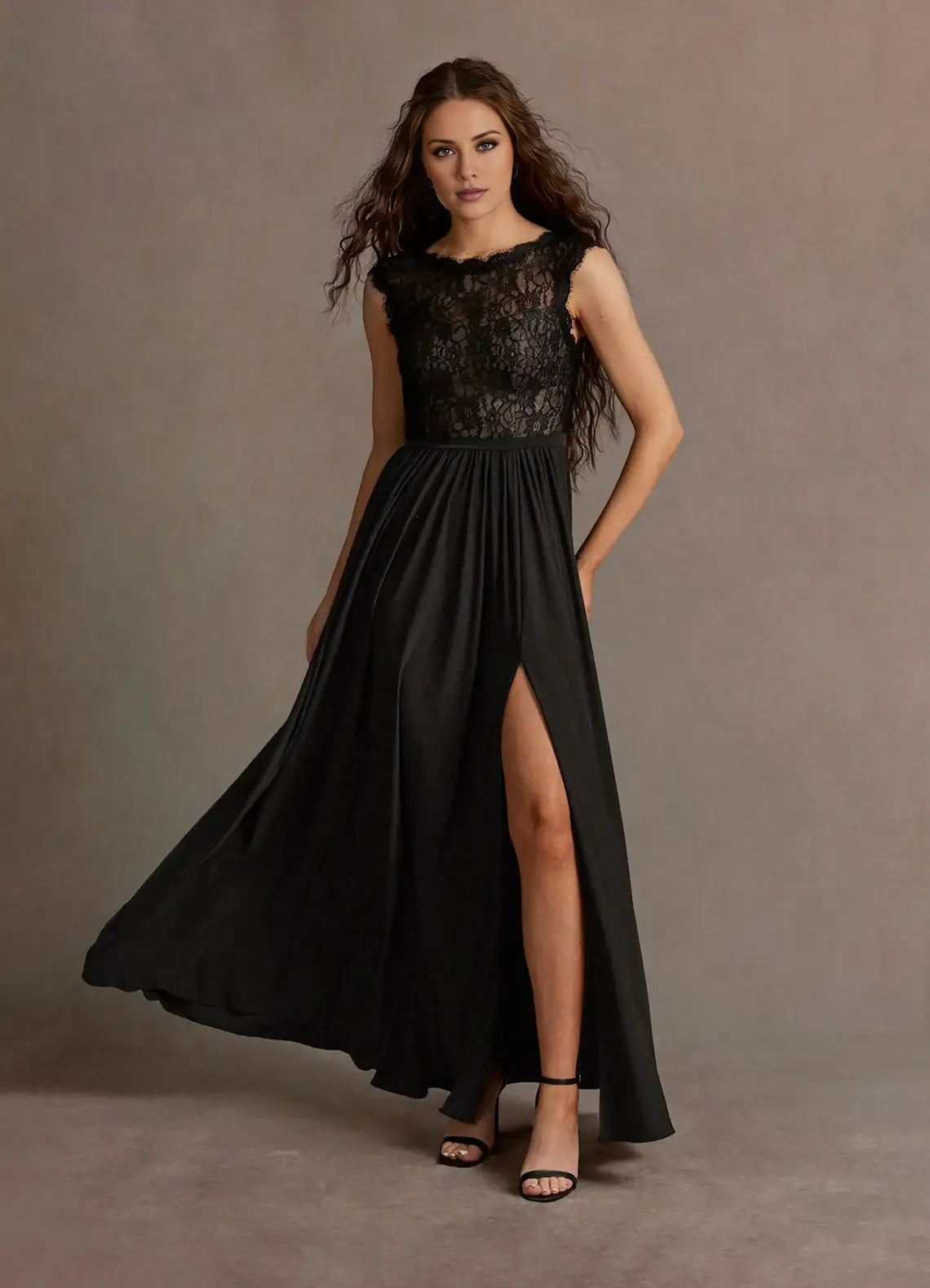 Timeless Special Occasion Sophisticated Graceful Elegant Black Lace A-Line Sleeveless Prom Dress