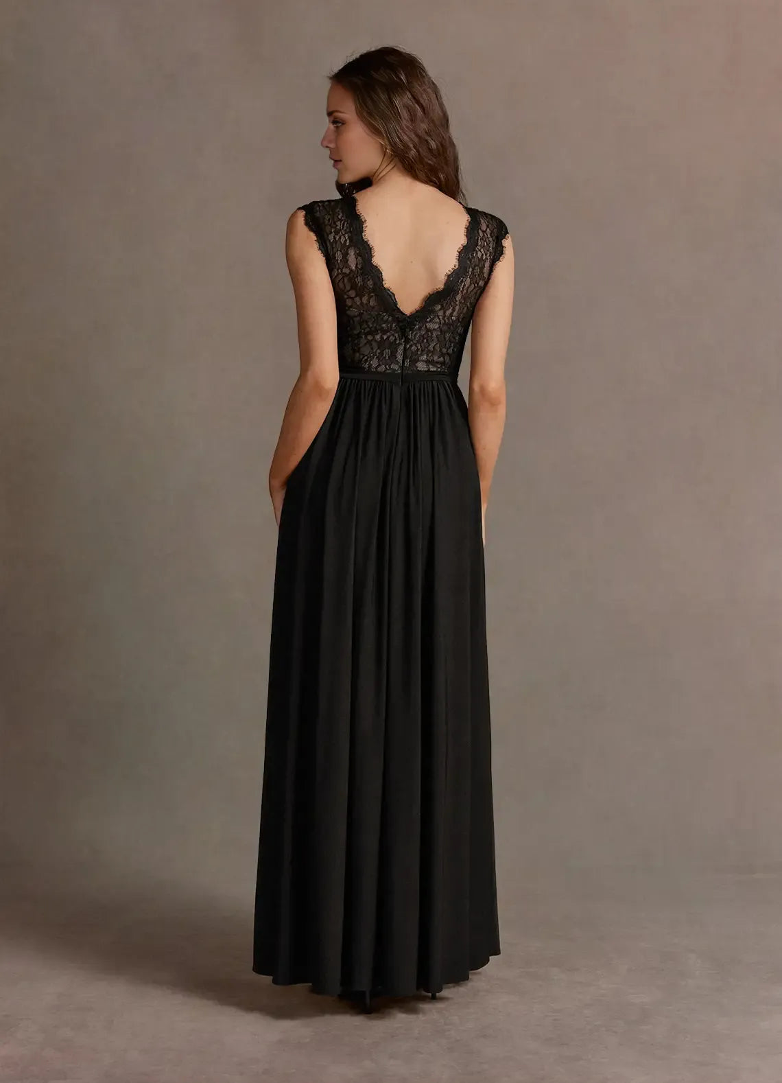 Timeless Special Occasion Sophisticated Graceful Elegant Black Lace A-Line Sleeveless Prom Dress