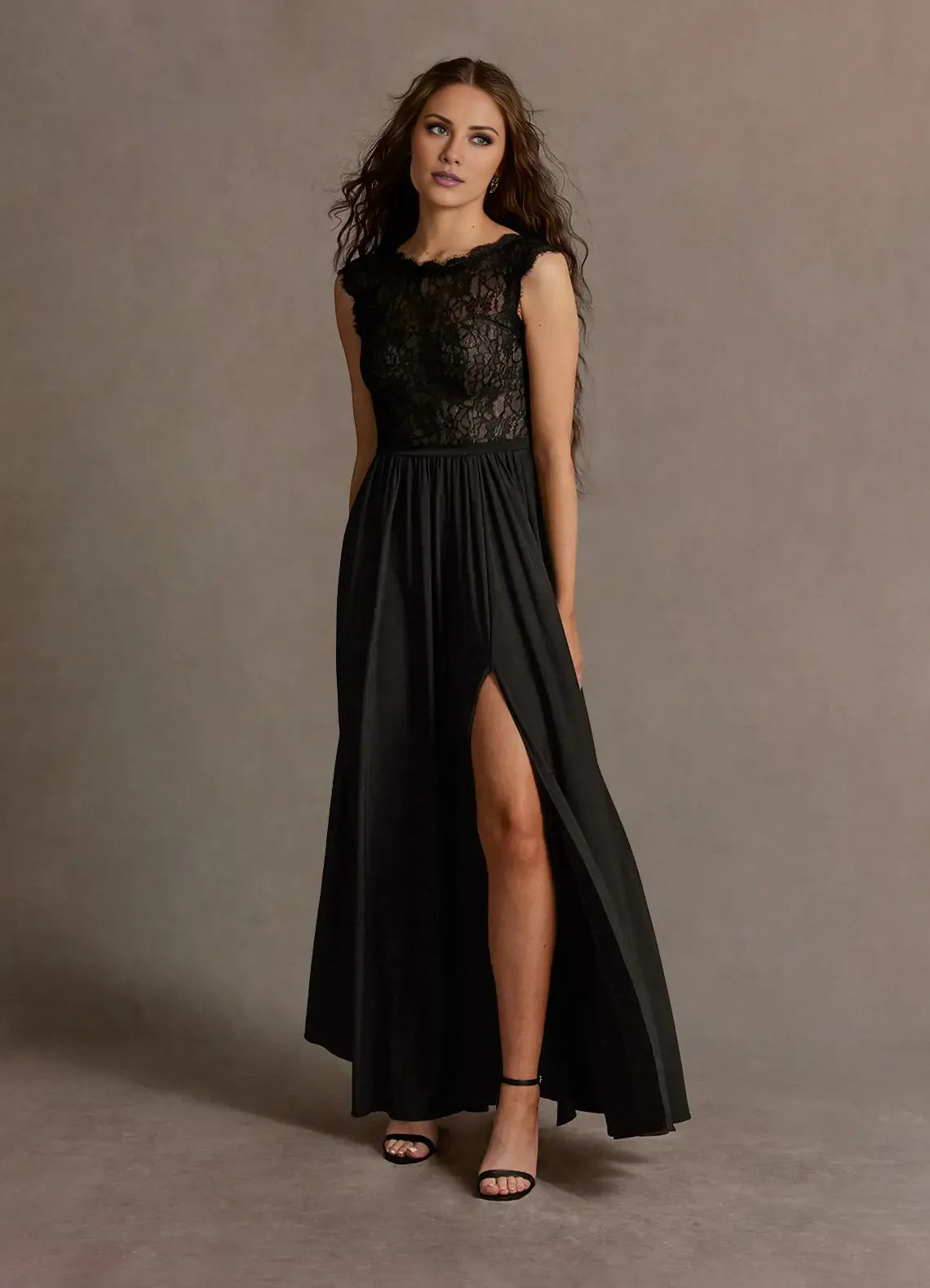 Timeless Special Occasion Sophisticated Graceful Elegant Black Lace A-Line Sleeveless Prom Dress