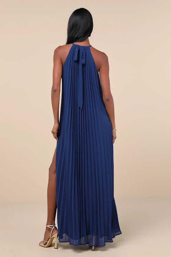 Beautiful Timeless Special Occasion Sophisticated Elegant Blue Chiffon A-Line Sleeveless Prom Dress
