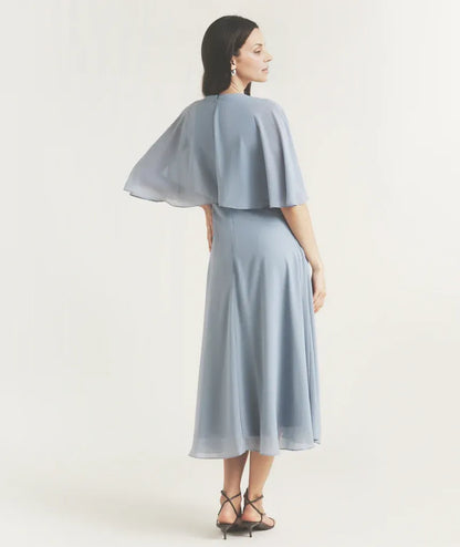 Sophisticated Graceful Stylish Elegant Chiffon A-Line Tea-Length Mother of the Bride Dress