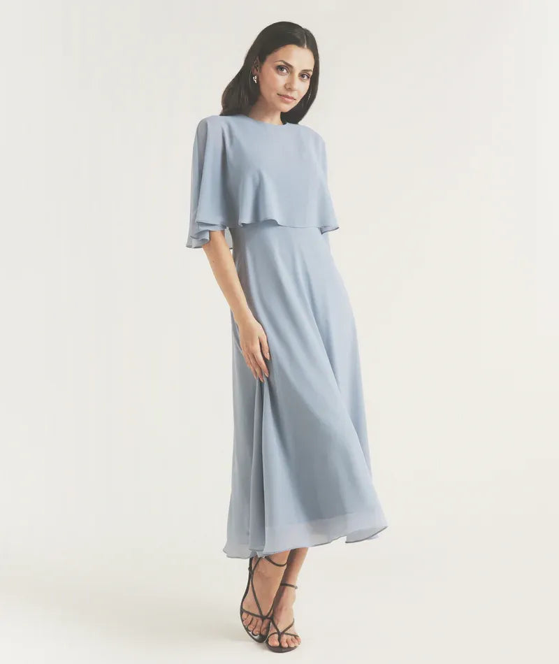 Sophisticated Graceful Stylish Elegant Chiffon A-Line Tea-Length Mother of the Bride Dress