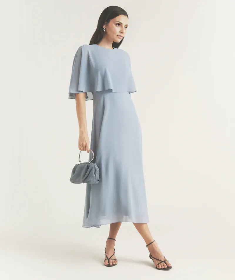Sophisticated Graceful Stylish Elegant Chiffon A-Line Tea-Length Mother of the Bride Dress