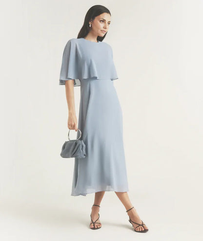Sophisticated Graceful Stylish Elegant Chiffon A-Line Tea-Length Mother of the Bride Dress