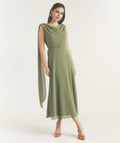 Timeless Special Occasion Sophisticated Graceful Elegant A-Line Cowl Sleeveless Midi Prom Dress