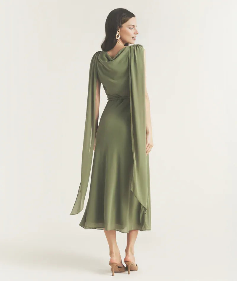 Timeless Special Occasion Sophisticated Graceful Elegant A-Line Cowl Sleeveless Midi Prom Dress