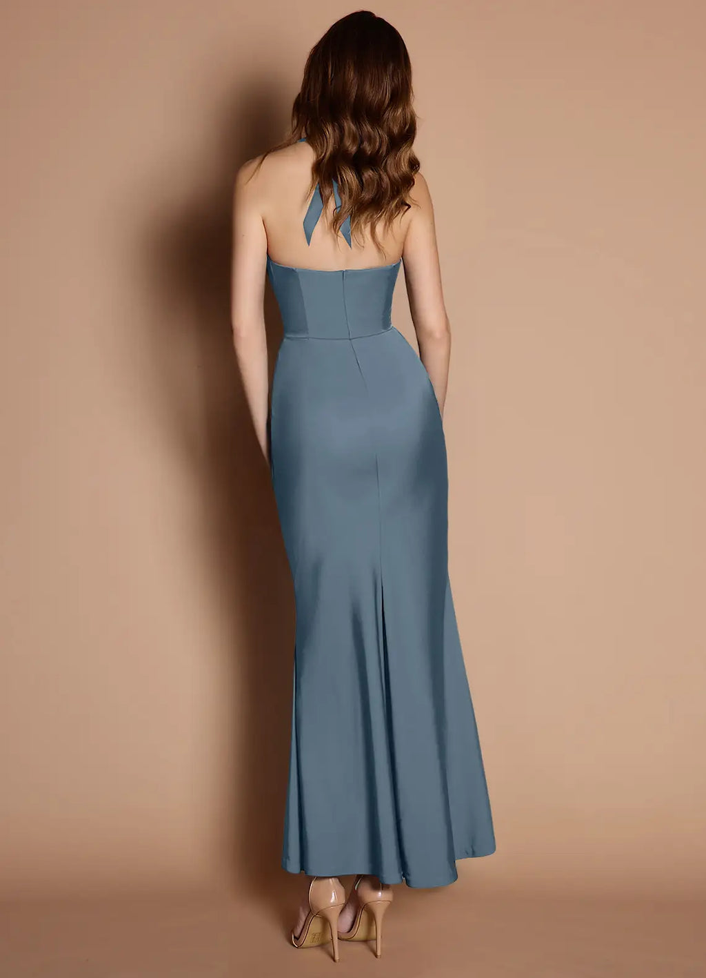 Refined Beautiful Timeless Special Occasion Elegant Mermaid Halter Sleeveless Tea-Length Prom Dress