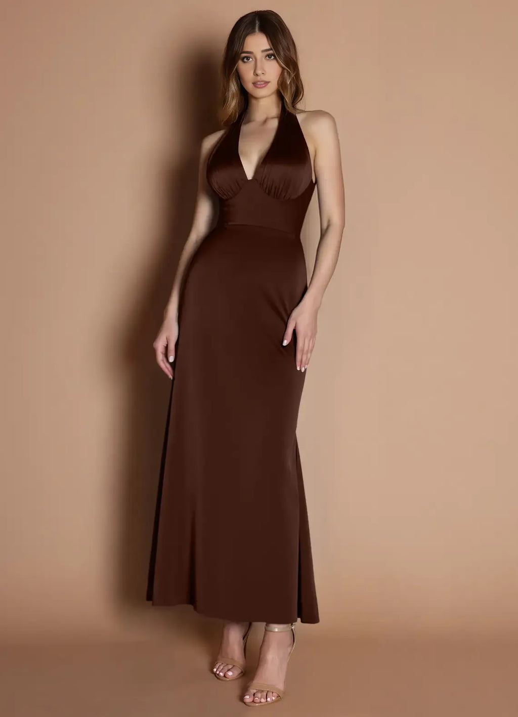 Refined Beautiful Timeless Special Occasion Elegant Mermaid Halter Sleeveless Tea-Length Prom Dress