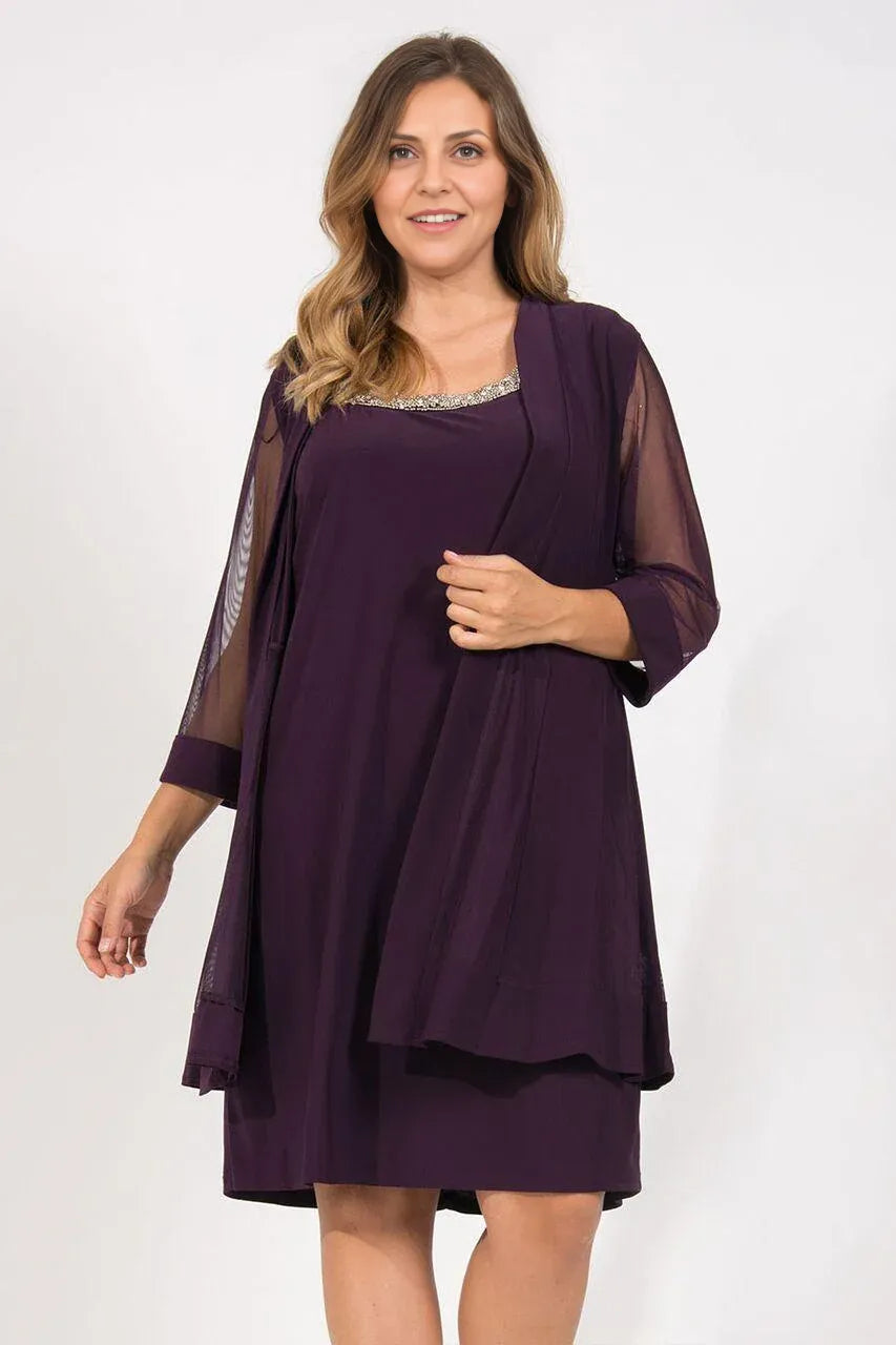 Refined Beautiful Timeless Elegant Long Sleeve Short Mother of the Bride Dress