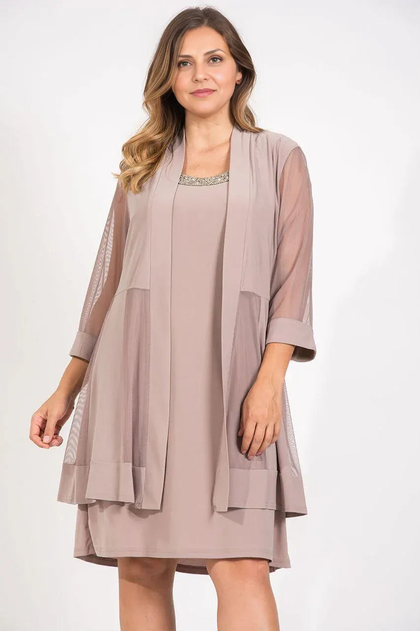 Refined Beautiful Timeless Elegant Long Sleeve Short Mother of the Bride Dress