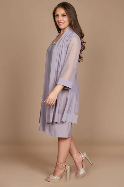Refined Beautiful Timeless Elegant Long Sleeve Short Mother of the Bride Dress