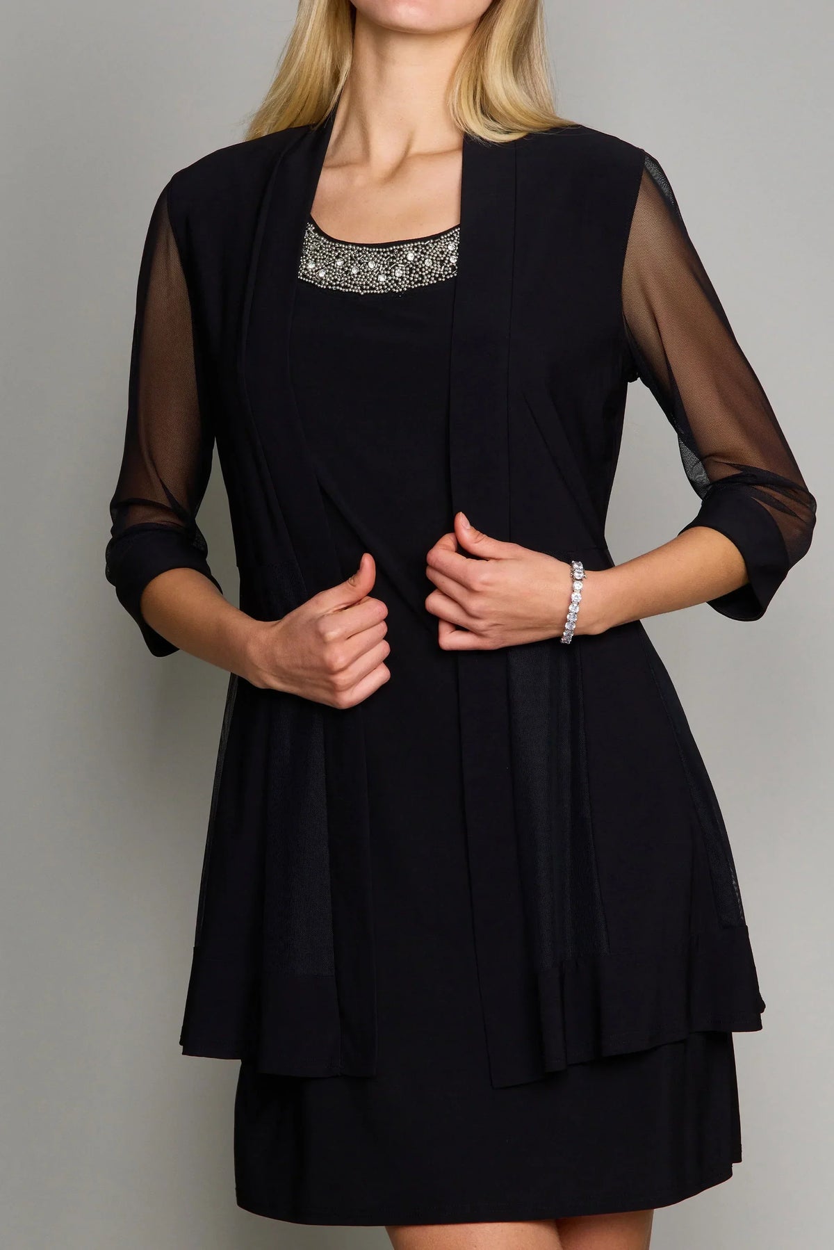 Refined Beautiful Timeless Elegant Long Sleeve Short Mother of the Bride Dress