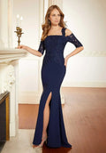 Graceful Stylish Elegant Red Lace Mermaid Off-The-Shoulder Mother of the Bride Dress