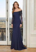 Elegant Lace Mermaid Off-The-Shoulder Long Sleeve Long Mother of the Bride Dress