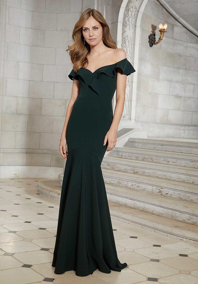 Special Occasion Sophisticated Graceful Elegant Mermaid Off-The-Shoulder Sleeveless Mother of the Bride Dress