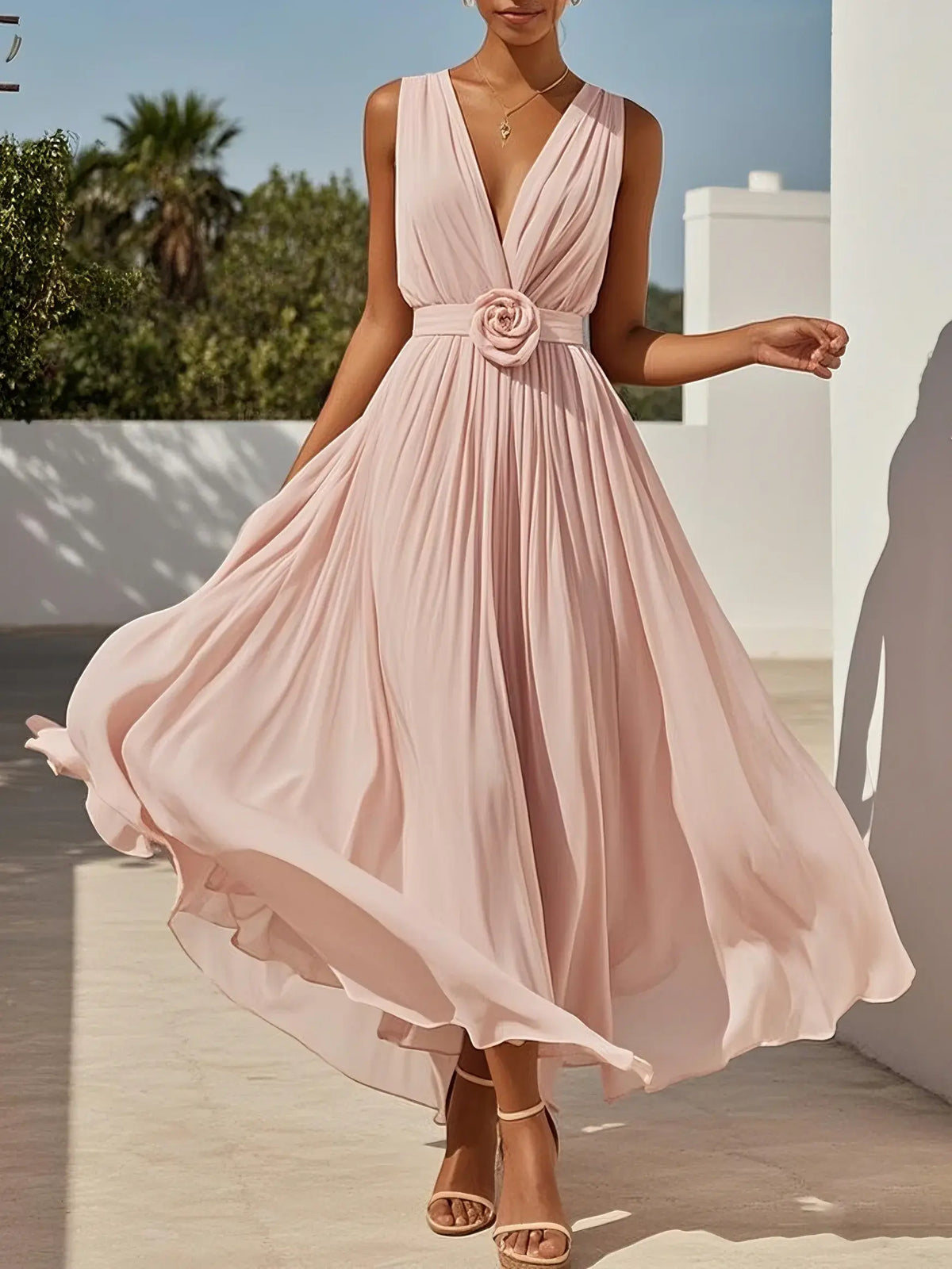 Special Occasion Sophisticated Graceful Stylish Refined Beautiful Elegant Pink Chiffon A-Line Prom Dress