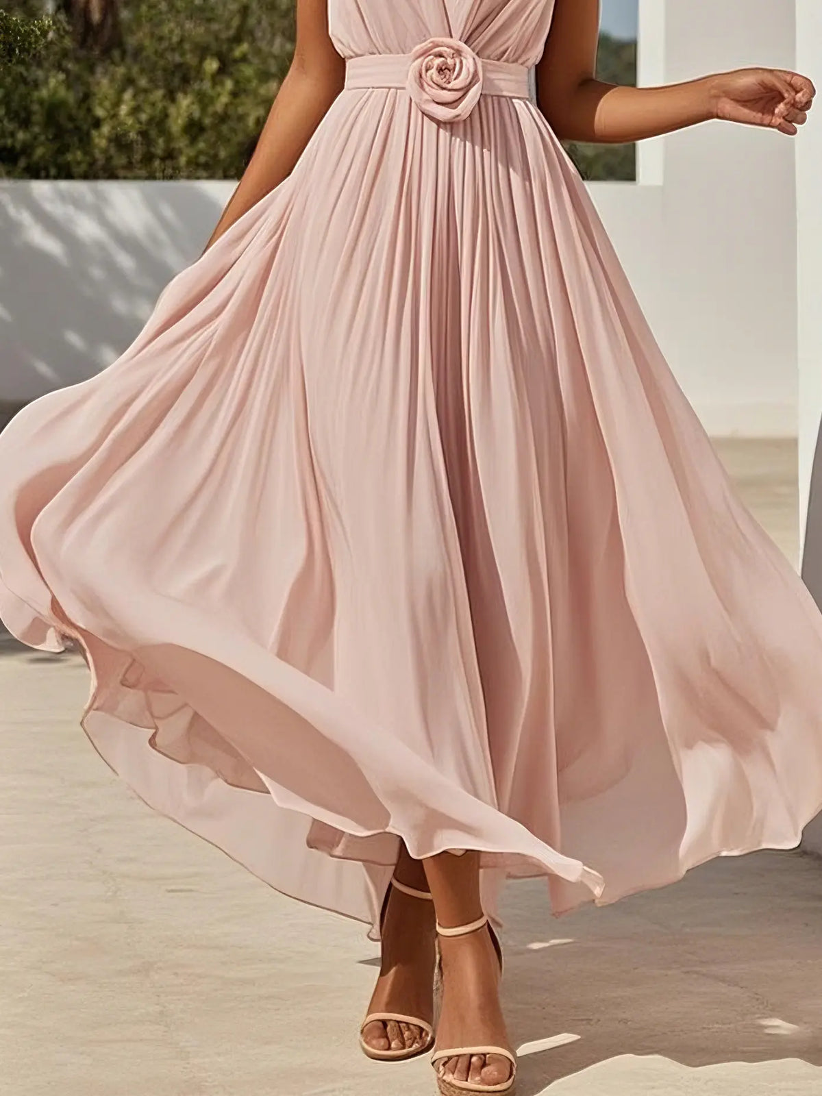 Special Occasion Sophisticated Graceful Stylish Refined Beautiful Elegant Pink Chiffon A-Line Prom Dress