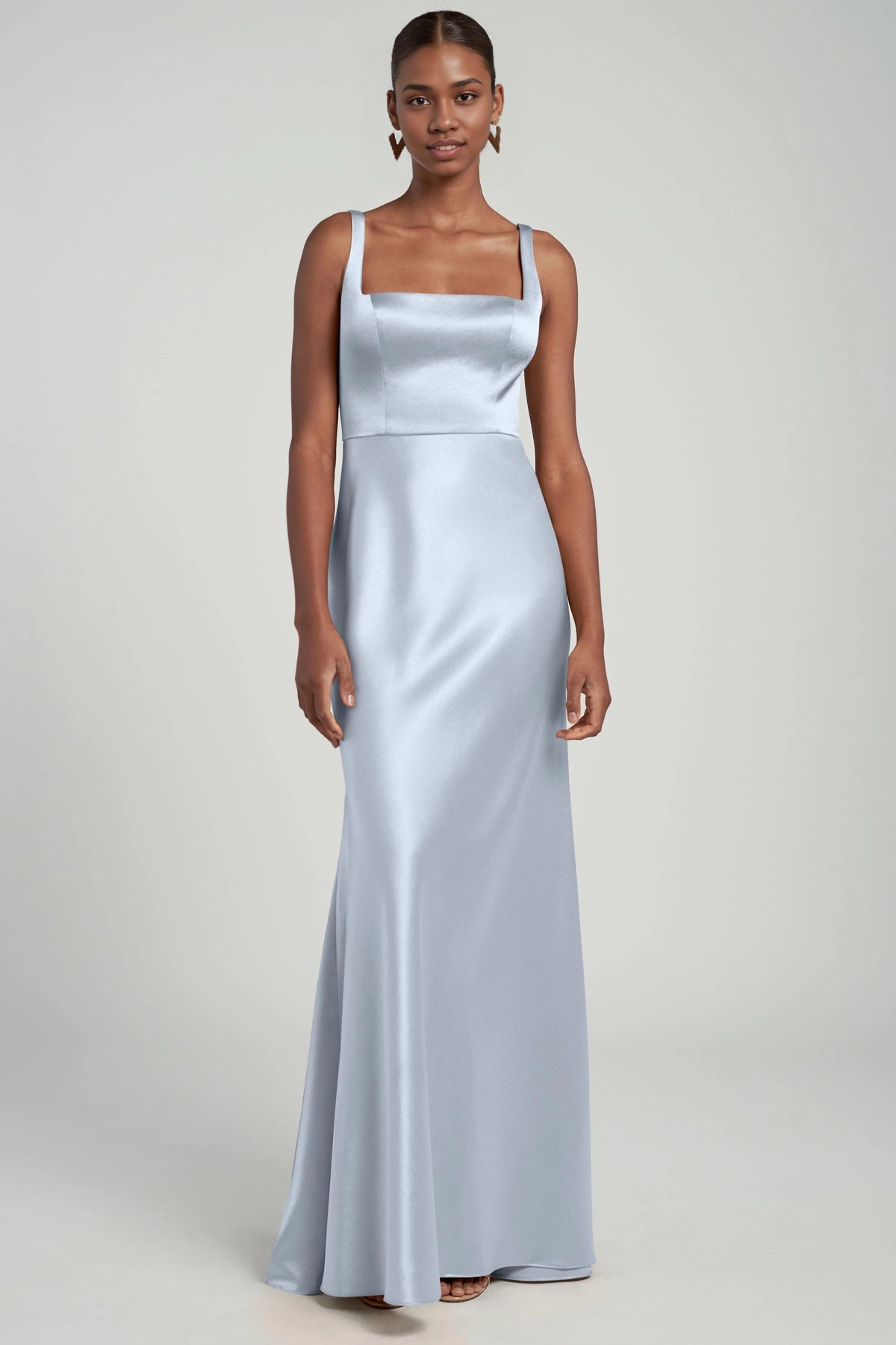 Refined Beautiful Timeless Special Occasion Sophisticated Elegant Satin Sheath Floor-Length Bridesmaid Dress