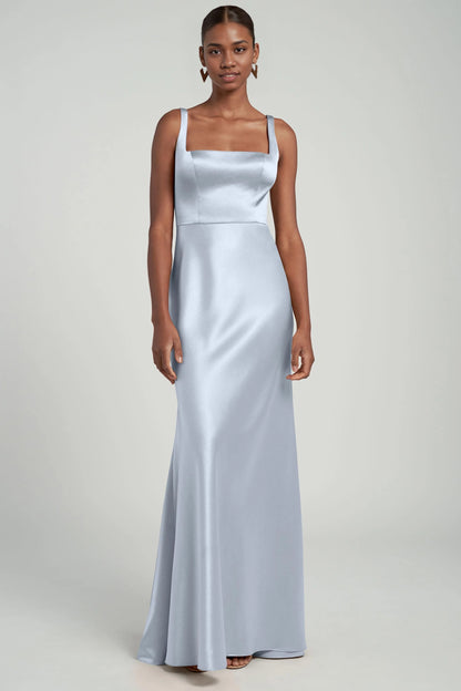 Refined Beautiful Timeless Special Occasion Sophisticated Elegant Satin Sheath Floor-Length Bridesmaid Dress