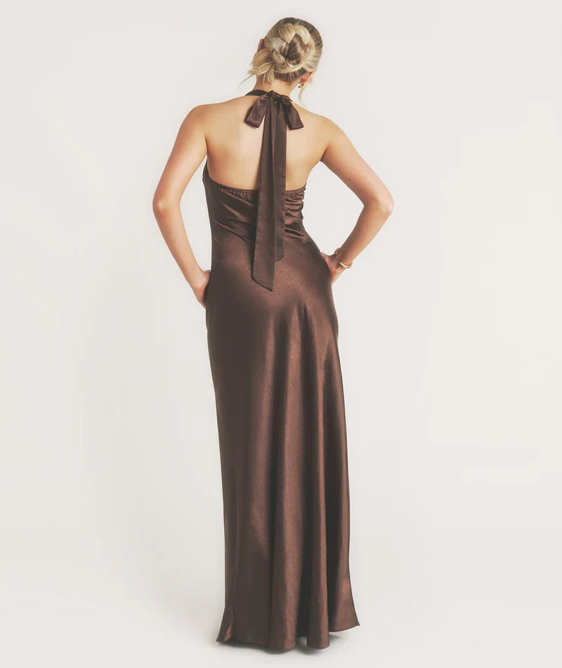 Sophisticated Graceful Stylish Refined Beautiful Elegant Satin Scoop Neck Sleeveless Bridesmaid Dress