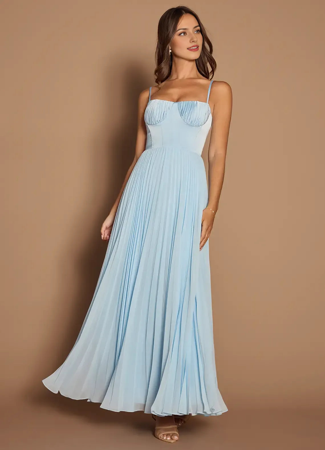 Graceful Stylish Refined Beautiful Timeless Chic Elegant Sky Blue Sleeveless Prom Dress