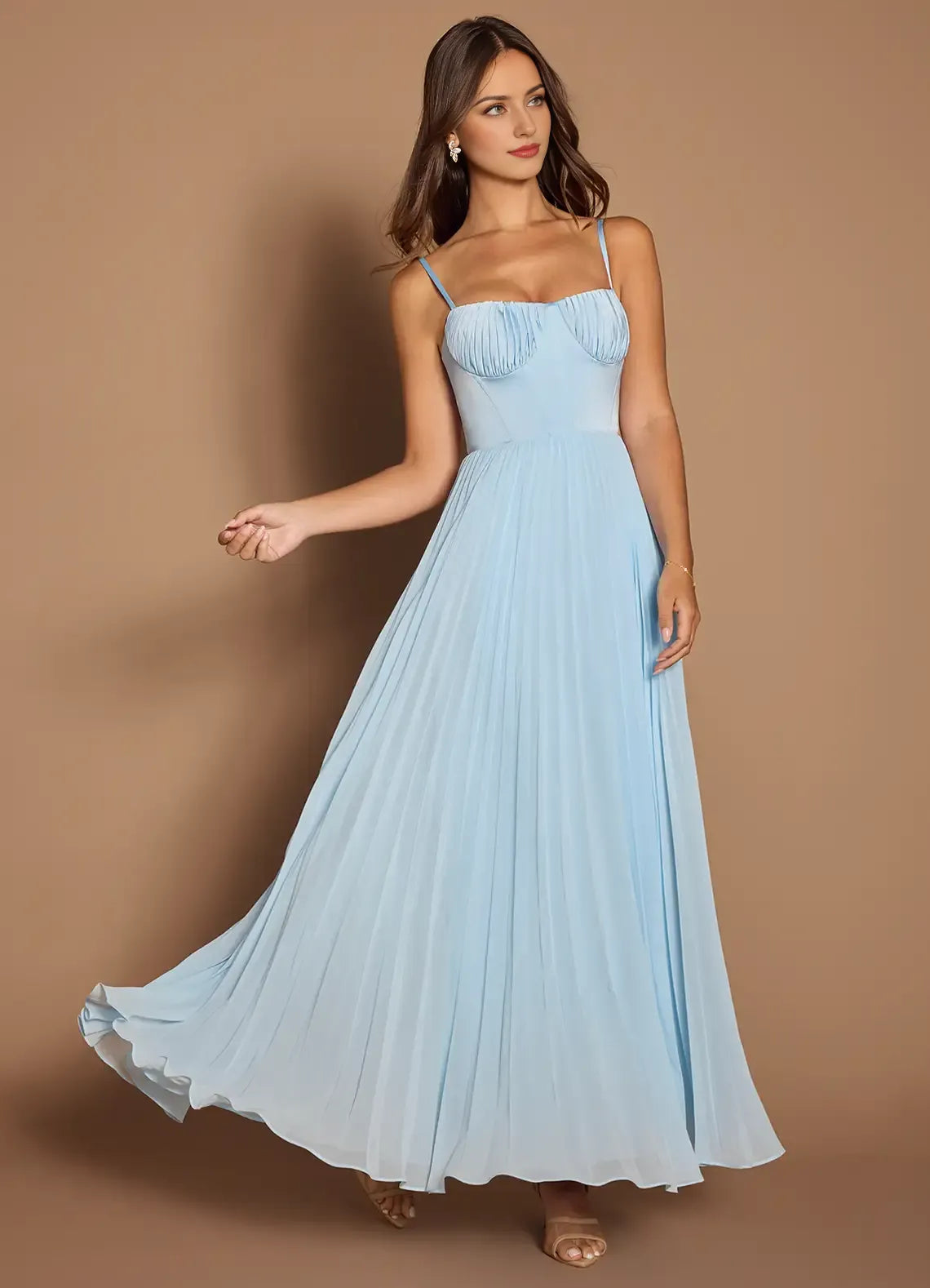Graceful Stylish Refined Beautiful Timeless Chic Elegant Sky Blue Sleeveless Prom Dress