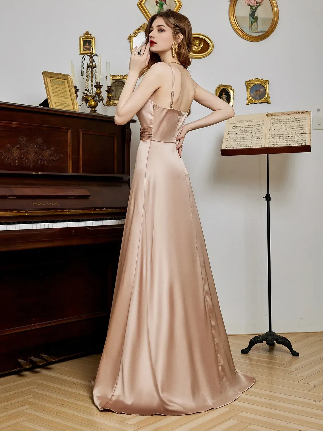Beautiful Timeless Special Occasion Sophisticated Graceful Stylish Elegant V-Neck Sleeveless Prom Dress