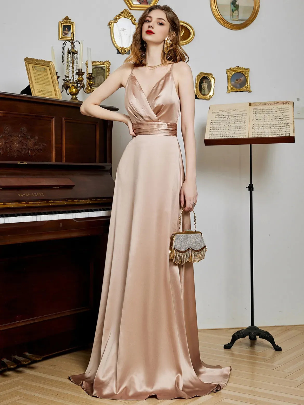 Beautiful Timeless Special Occasion Sophisticated Graceful Stylish Elegant V-Neck Sleeveless Prom Dress