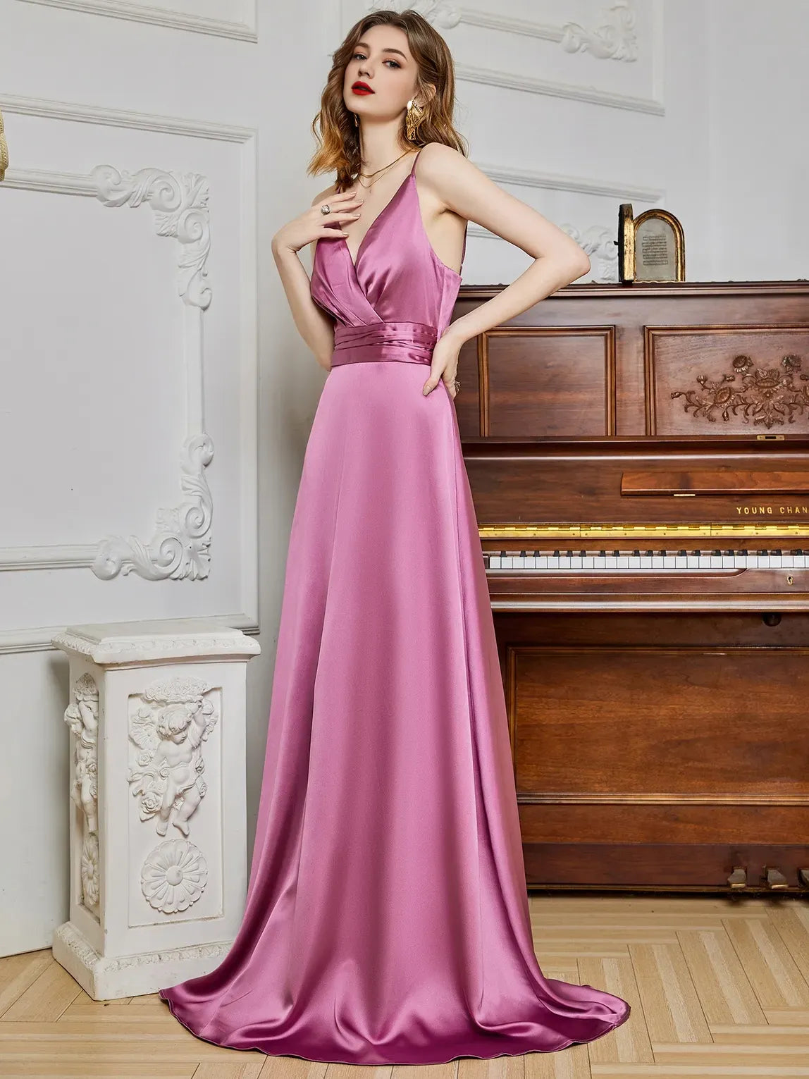 Beautiful Timeless Special Occasion Sophisticated Graceful Stylish Elegant V-Neck Sleeveless Prom Dress