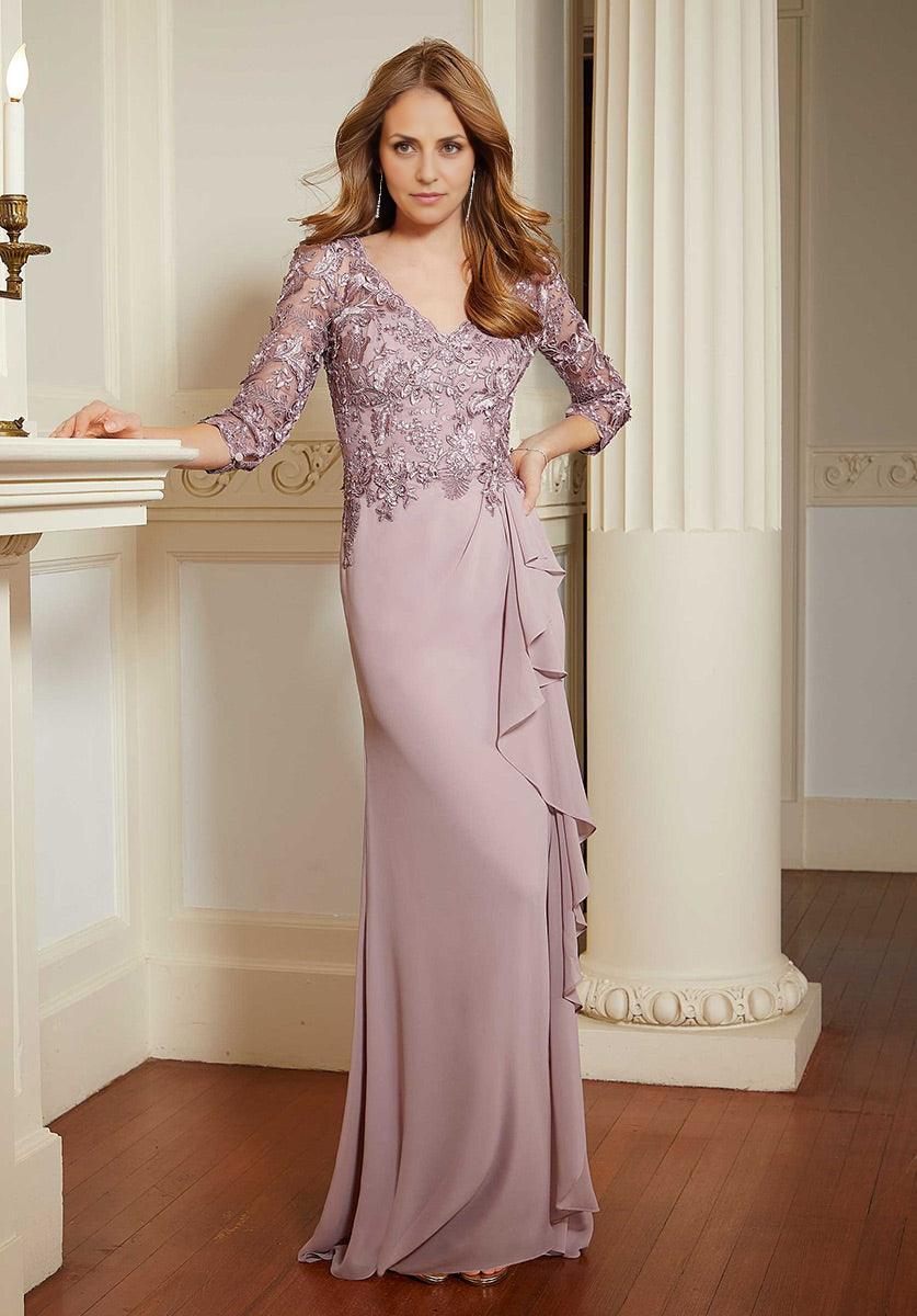 Graceful Stylish Refined Elegant Lace Mermaid Ruffle Mother of the Bride Dress
