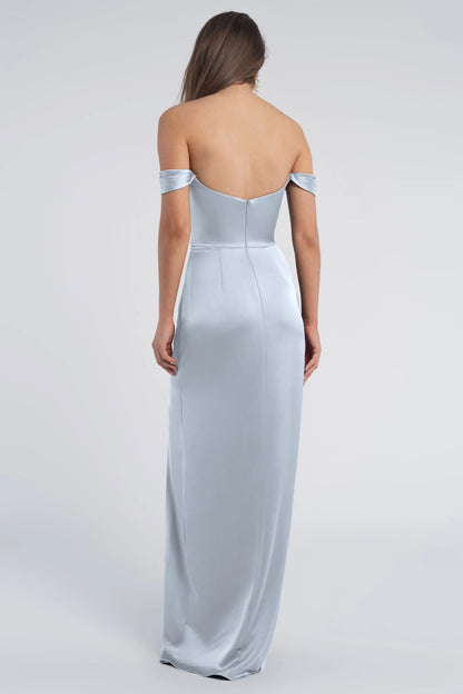 Refined Beautiful Timeless Elegant Satin Sheath Cowl Open Back Floor-Length Bridesmaid Dress