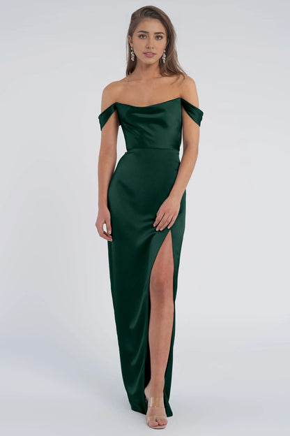 Refined Beautiful Timeless Elegant Satin Sheath Cowl Open Back Floor-Length Bridesmaid Dress