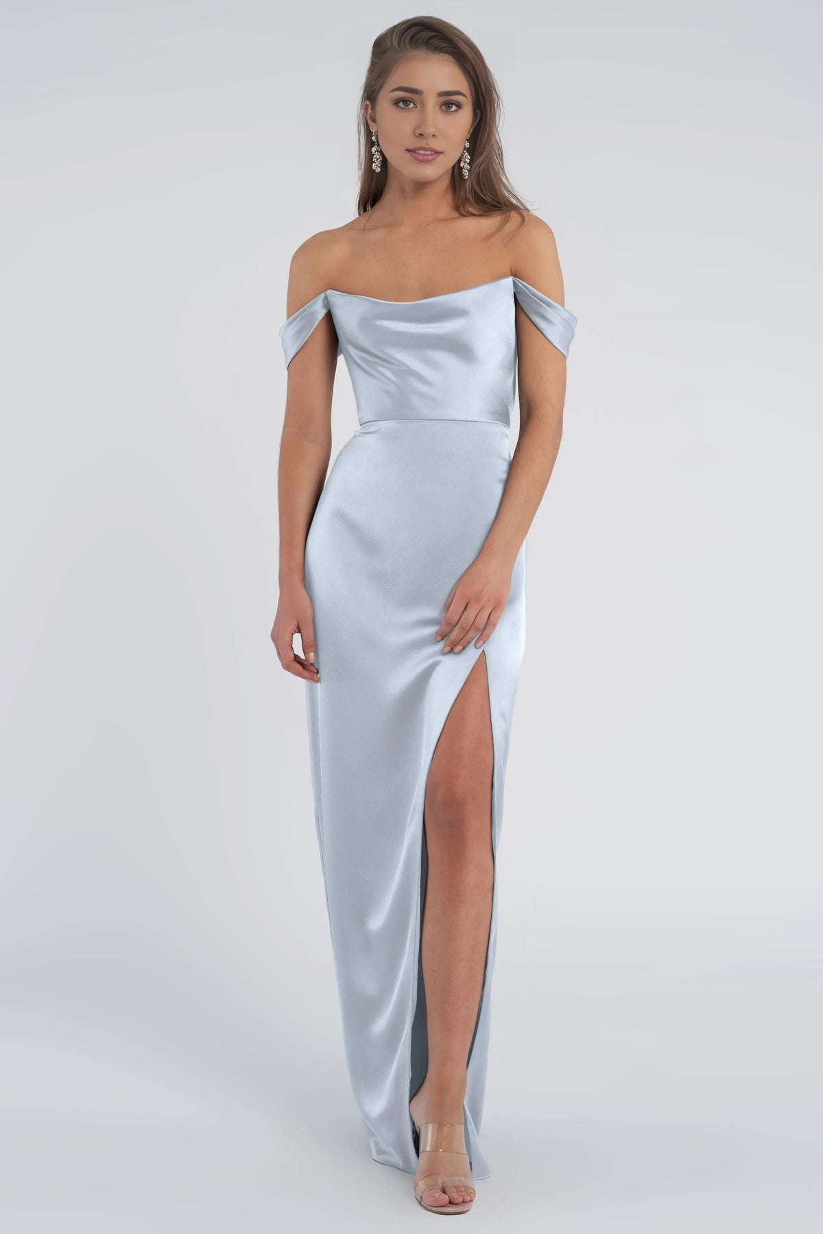 Refined Beautiful Timeless Elegant Satin Sheath Cowl Open Back Floor-Length Bridesmaid Dress