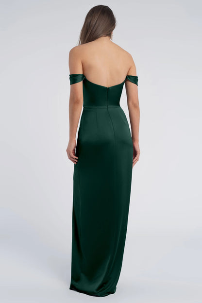Refined Beautiful Timeless Elegant Satin Sheath Cowl Open Back Floor-Length Bridesmaid Dress