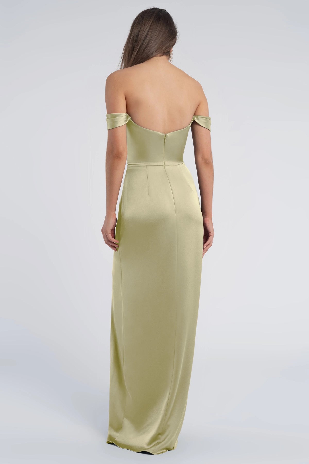 Refined Beautiful Timeless Elegant Satin Sheath Cowl Open Back Floor-Length Bridesmaid Dress