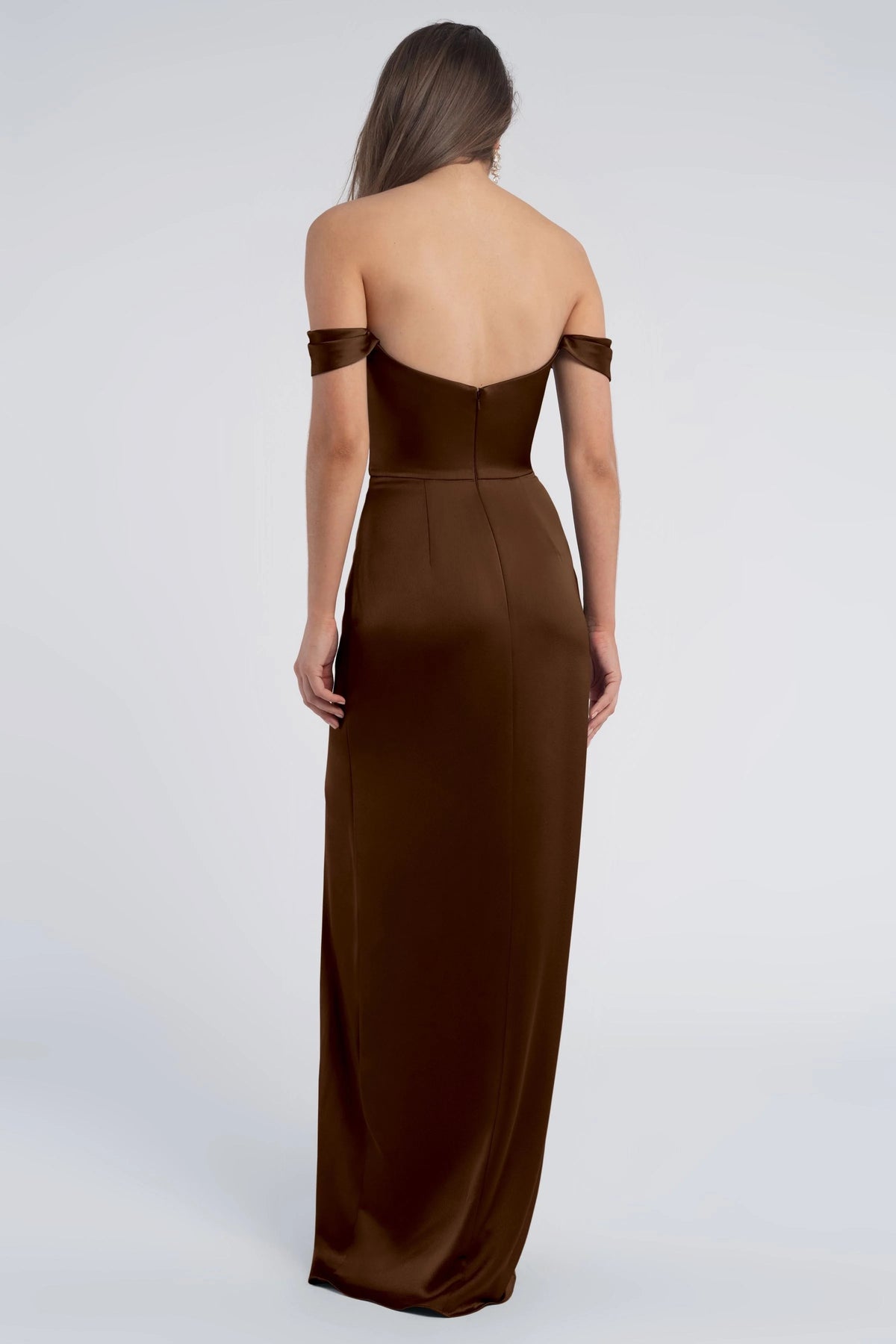 Refined Beautiful Timeless Elegant Satin Sheath Cowl Open Back Floor-Length Bridesmaid Dress
