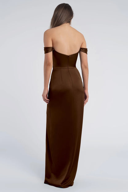 Refined Beautiful Timeless Elegant Satin Sheath Cowl Open Back Floor-Length Bridesmaid Dress