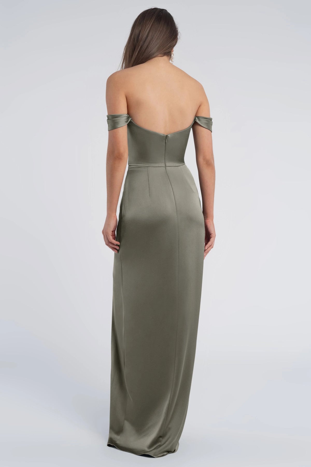 Refined Beautiful Timeless Elegant Satin Sheath Cowl Open Back Floor-Length Bridesmaid Dress