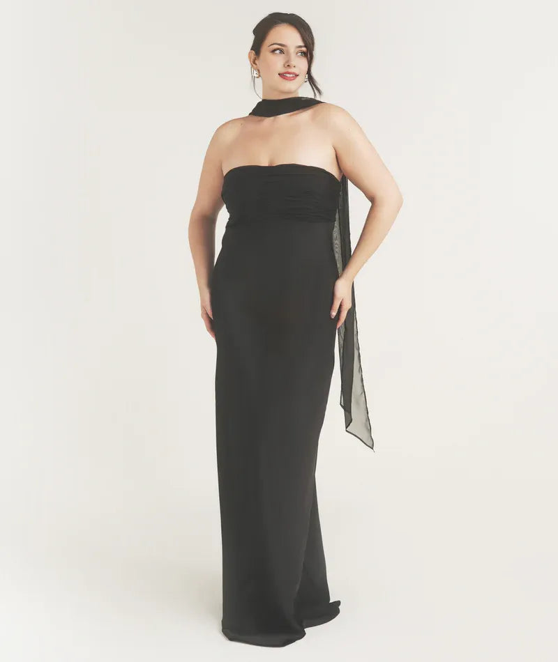 Special Occasion Sophisticated Graceful Stylish Refined Elegant Satin Strapless Sleeveless Bridesmaid Dress