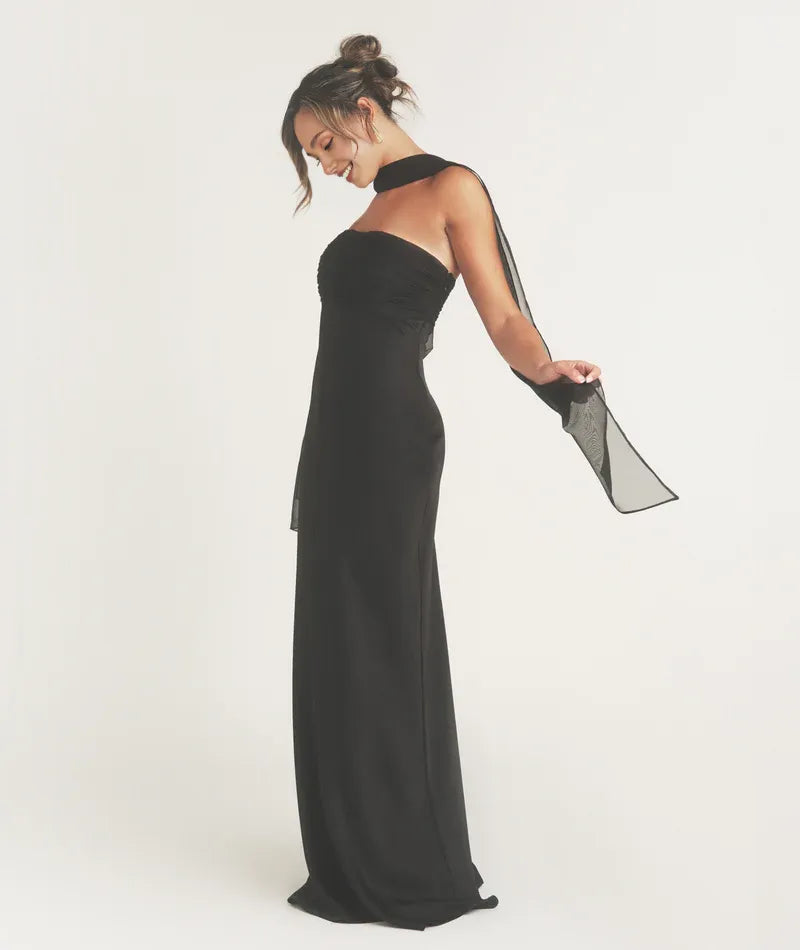 Special Occasion Sophisticated Graceful Stylish Refined Elegant Satin Strapless Sleeveless Bridesmaid Dress